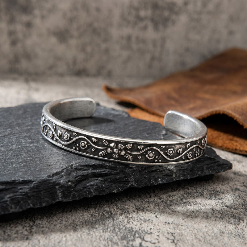 Gothic Little Skull Layered Casting Open Bracelet Sun – Moon & Stars Engraved