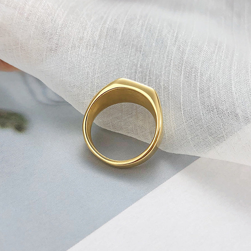 Stainless Steel Bare Body Square Ring Steel Gold Women's Jewelry