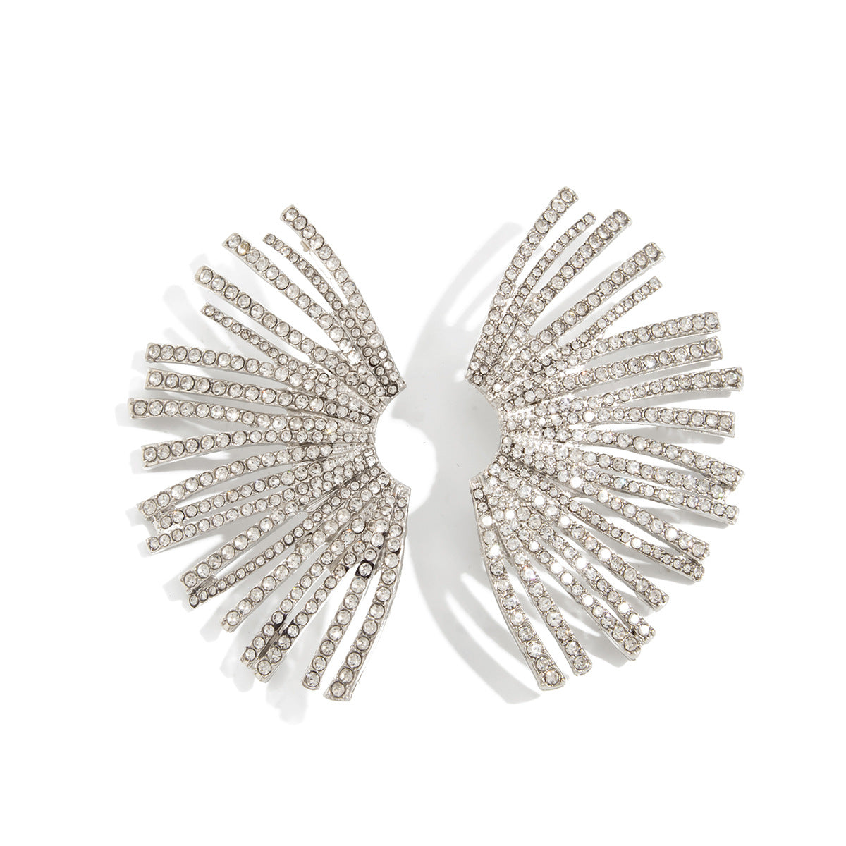 Planderful Vienna Verve Zircon Earrings For Women Fan Shaped Geometric Inlaid Statement