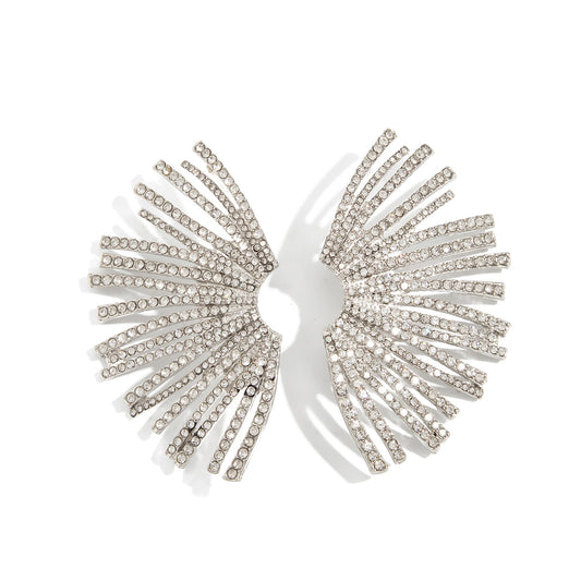 Planderful Vienna Verve Zircon Earrings For Women Fan Shaped Geometric Inlaid Statement