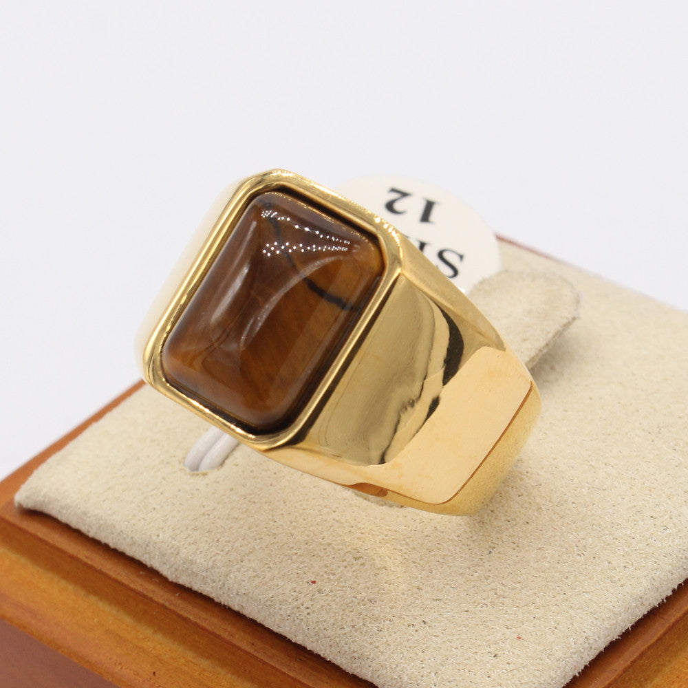 Tiger Eye Ring Titanium Steel Unisex Jewelry For Men And Women Bold Protection Statement Planderful