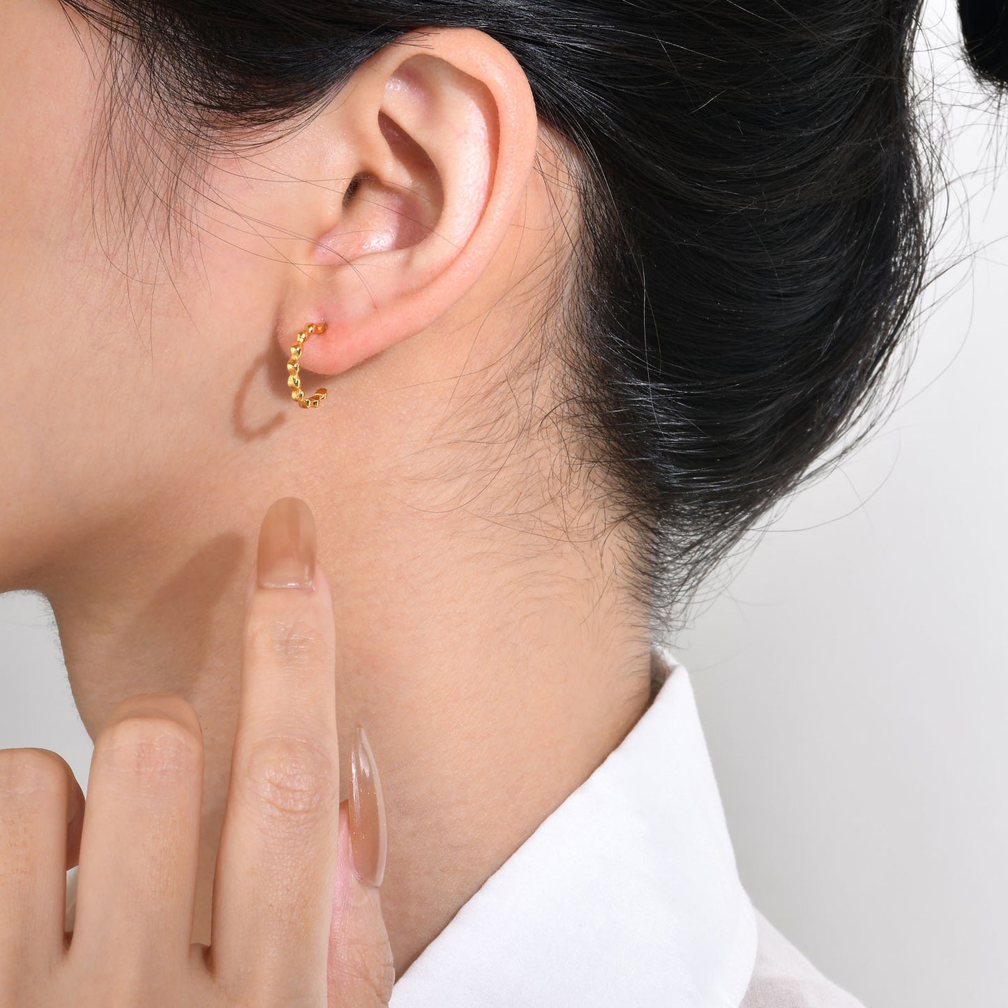 Jewelry Stainless Steel Beads C-Earrings Gold Ladies Style