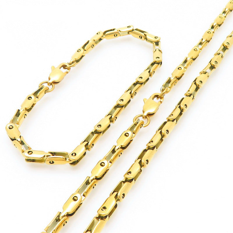 Simple Versatile Japanese Buckle Titanium Men Bracelet Set