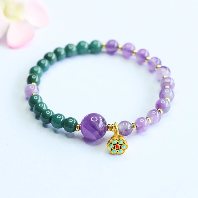 Blue Water Jadeite Amethyst Beaded Bracelet