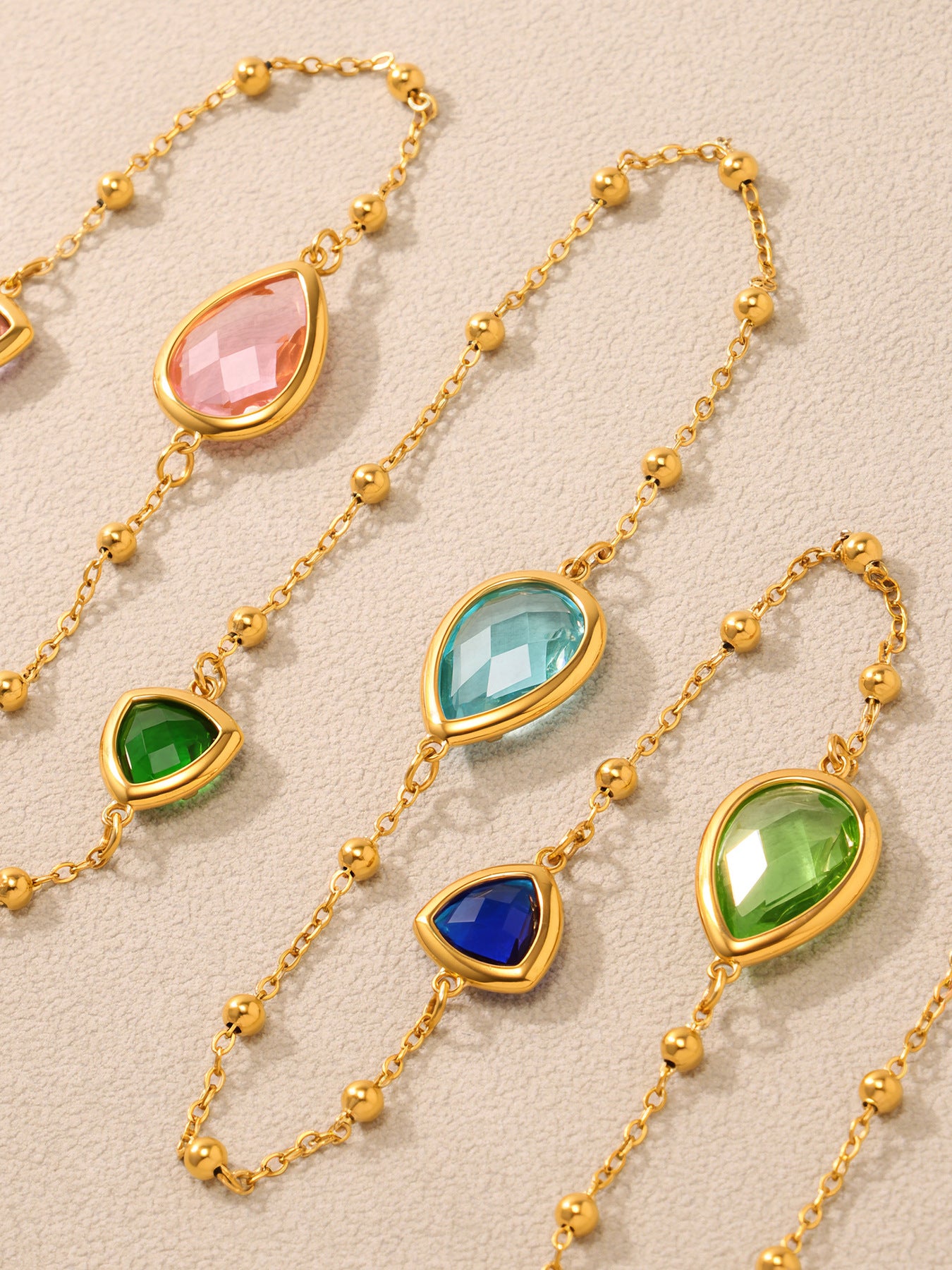 Planderful Water Drop Necklace Women Czech Glass Gold Plated