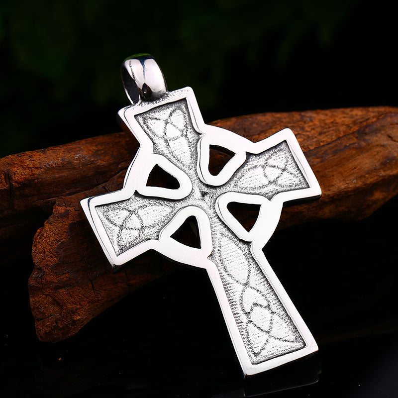 Celtic-Inspired Stainless Steel Cross Pendant for Men - Retro European and American Trade Jewelry