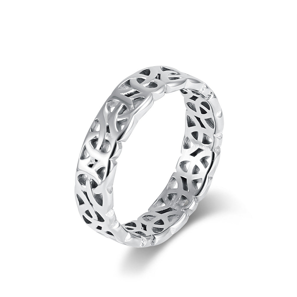Planderful Titanium Steel Ring Unisex Nordic Viking Eternal Knot Cutout Design For Men And Women