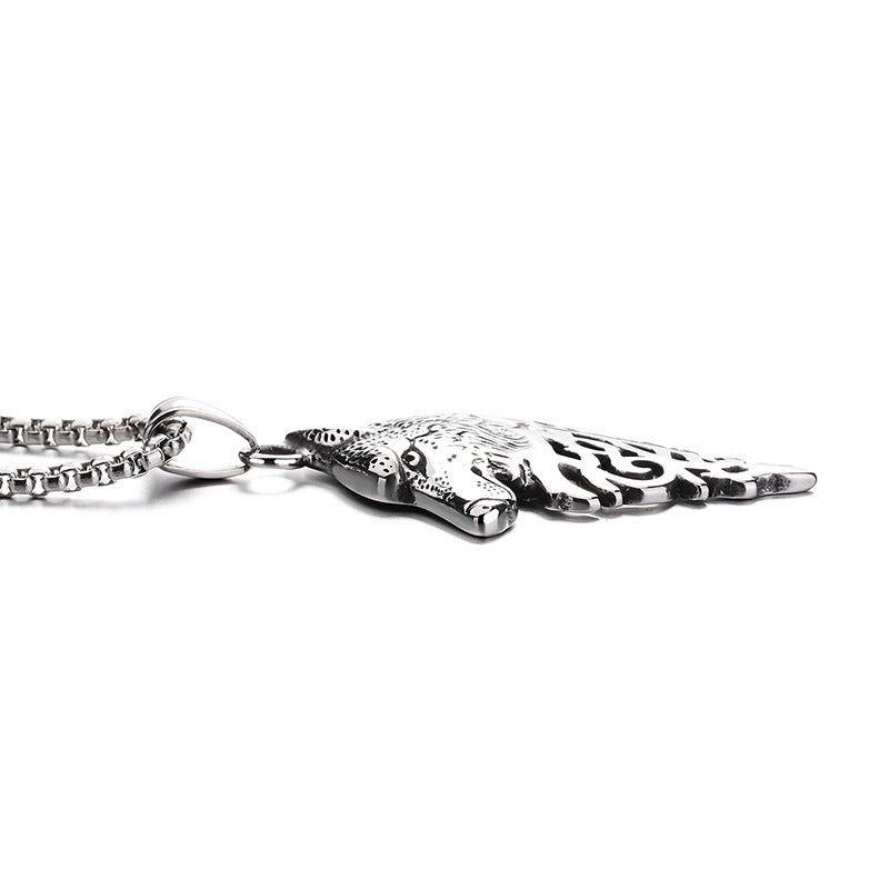 Steel Necklace – Statement Viking Wolf Head