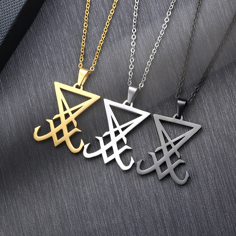 Titanium Steel Lucifer Seal Pendant for Men, Black Jewelry