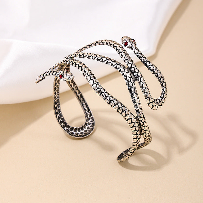 Dark Venomous Snake Coil Bracelet - Edgy and Unique Jewelry Piece