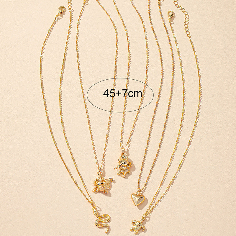 Unique Snake and Elephant Necklace Set - Vienna Verve Collection