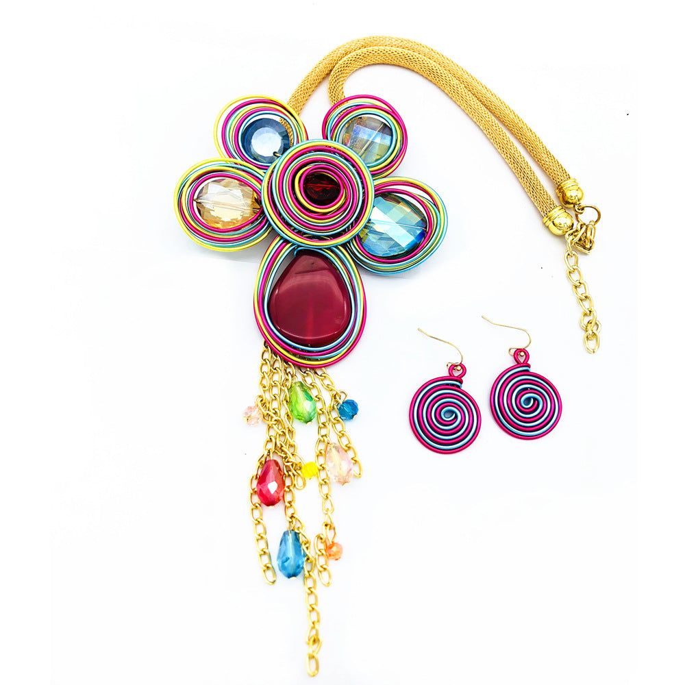 Planderful Savanna Rhythms Necklace Set – Handmade Glass and Alloy Design