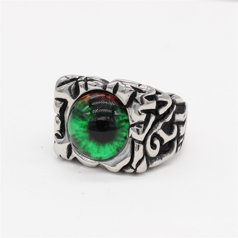 Planderful Titanium Steel Ring Devil Eye Unisex Bold Protection Symbol for Men and Women