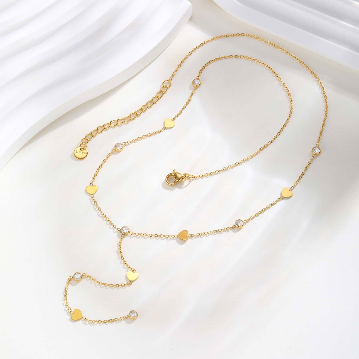 Style Lady Stainless Steel Tetragonal Star Cross Butterfly Heart Zircon Necklace