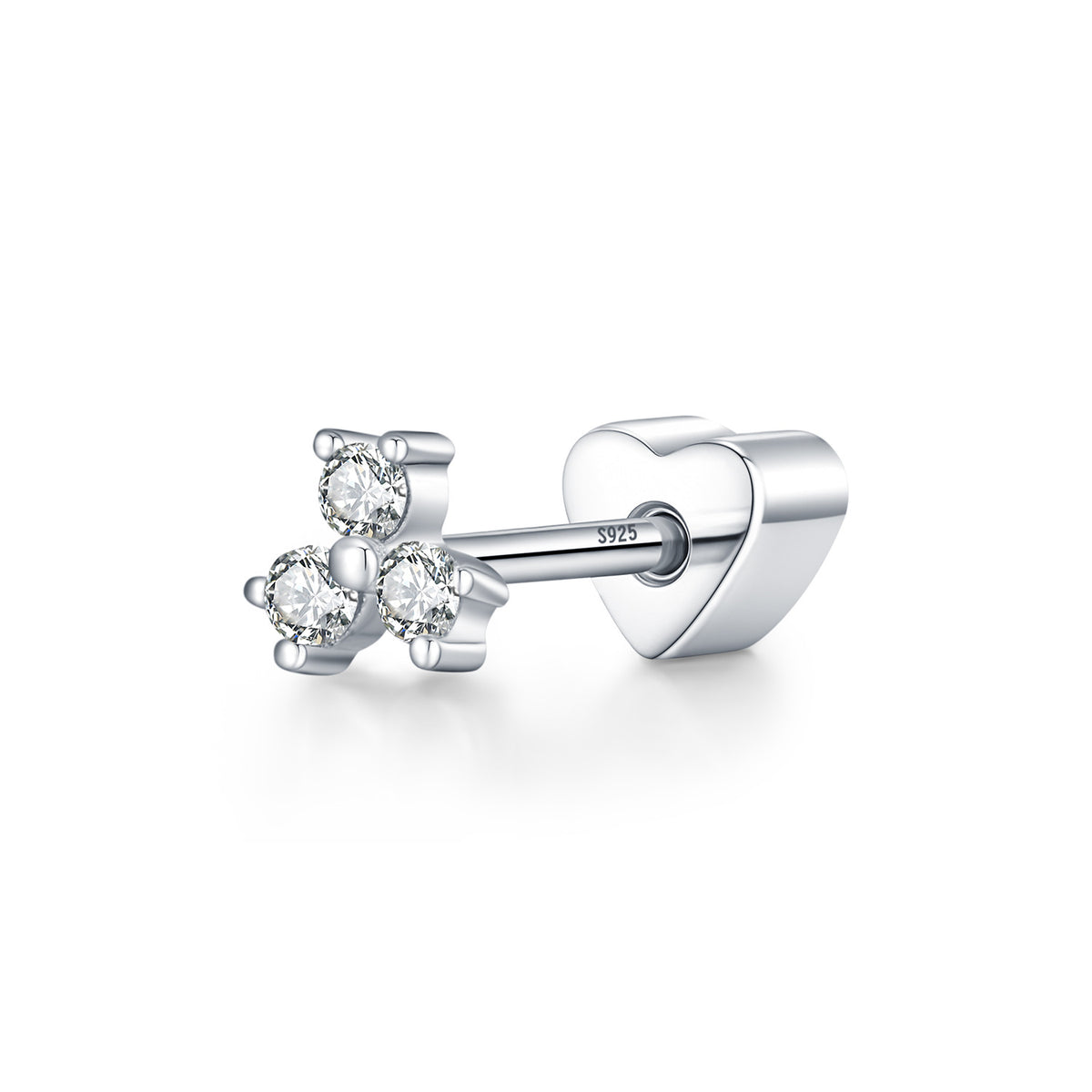 925 Sterling Silver Unisex Moissanite Threaded Stud