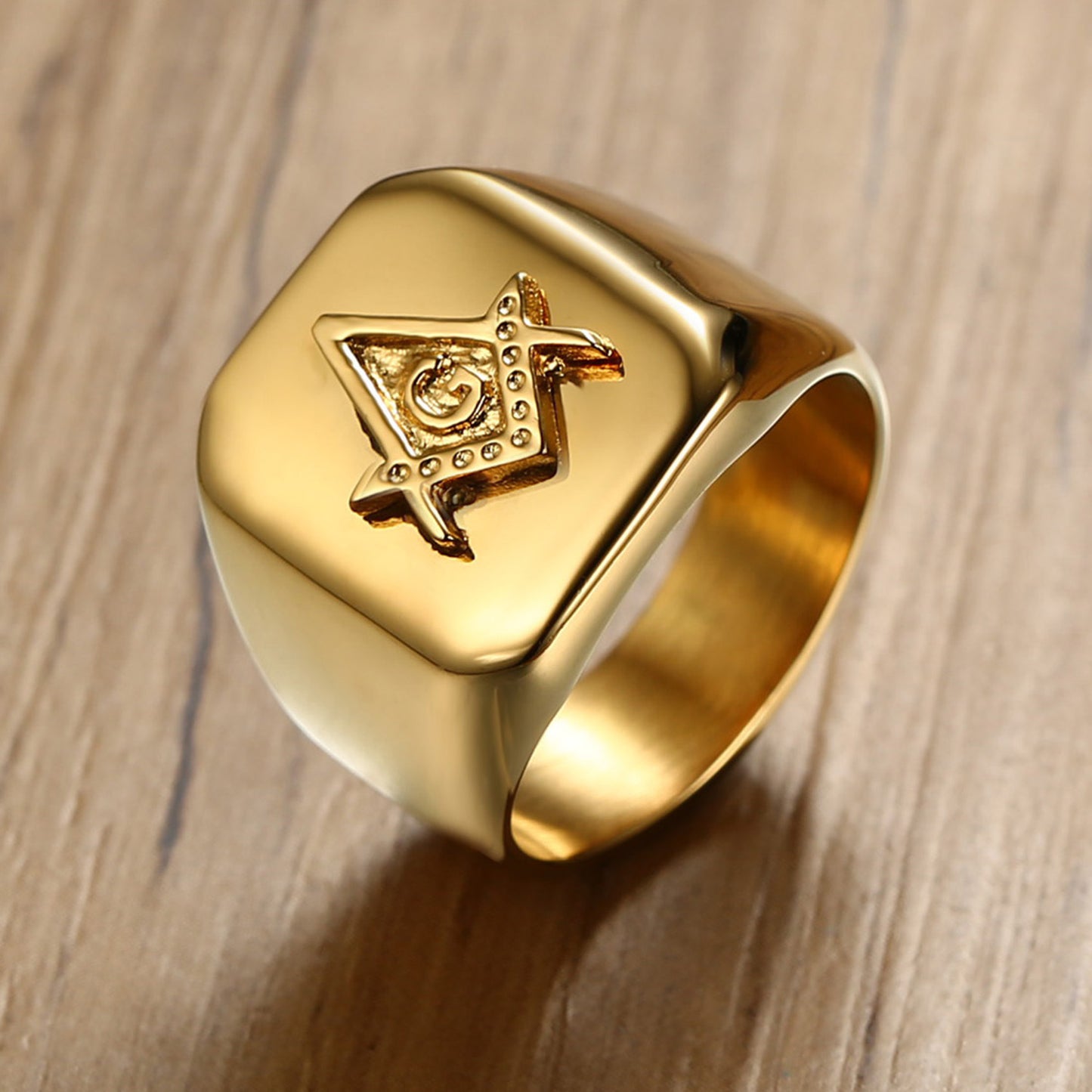 New Product Launch Stainless Steel Freemason Ring Gold Ring
