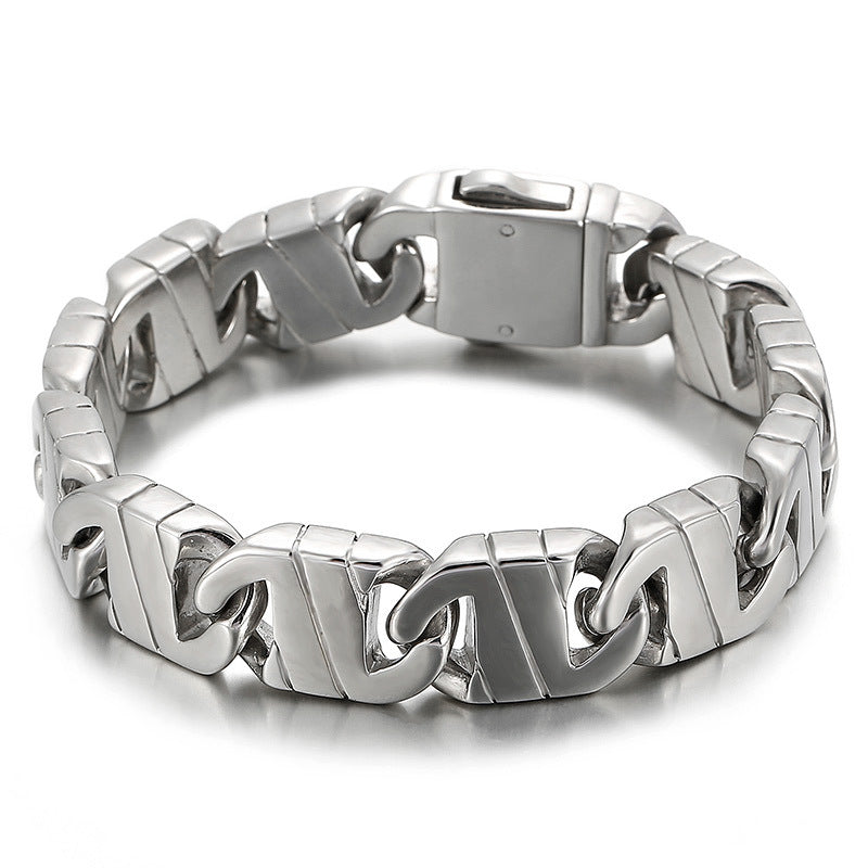 Personalized Titanium Steel Men's Bracelet in European and American Punk Style - Perfect Gift for Him