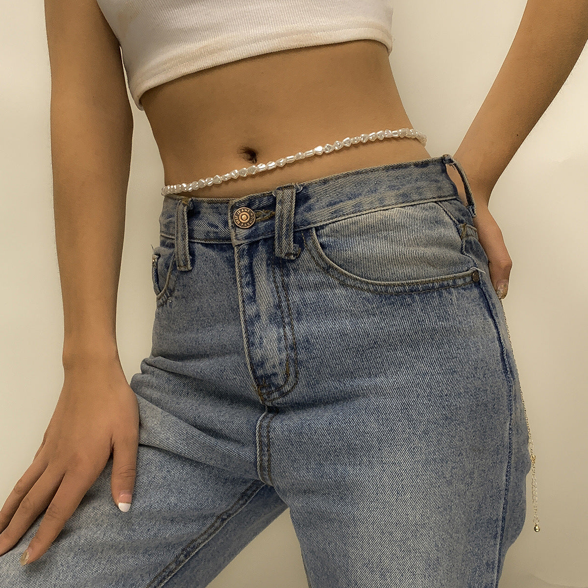 European and American Style Imitation Pearl Body Chain Necklace for Women