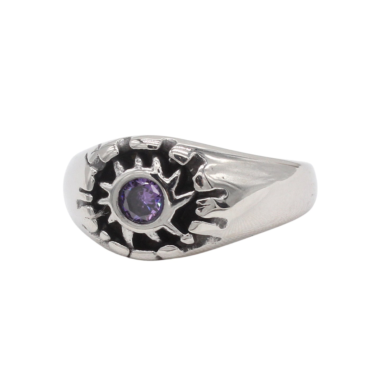 Planderful Jewelry Vintage Sun Design Titanium Steel Ring For Men Women Sizes 7 Through 11