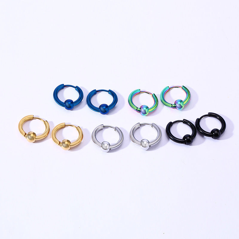 Polished Bead Hoop Earring — Single, 3 Finishes