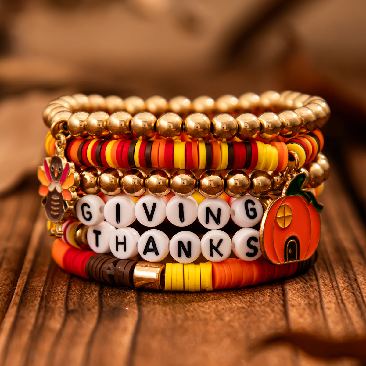 Planderful Thanksgiving Turkey Pendant Bracelet Personalized Letter Pumpkin Gift For Women