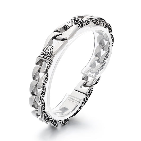 Planderful Titanium Steel Men Engraved Bracelet Domineering