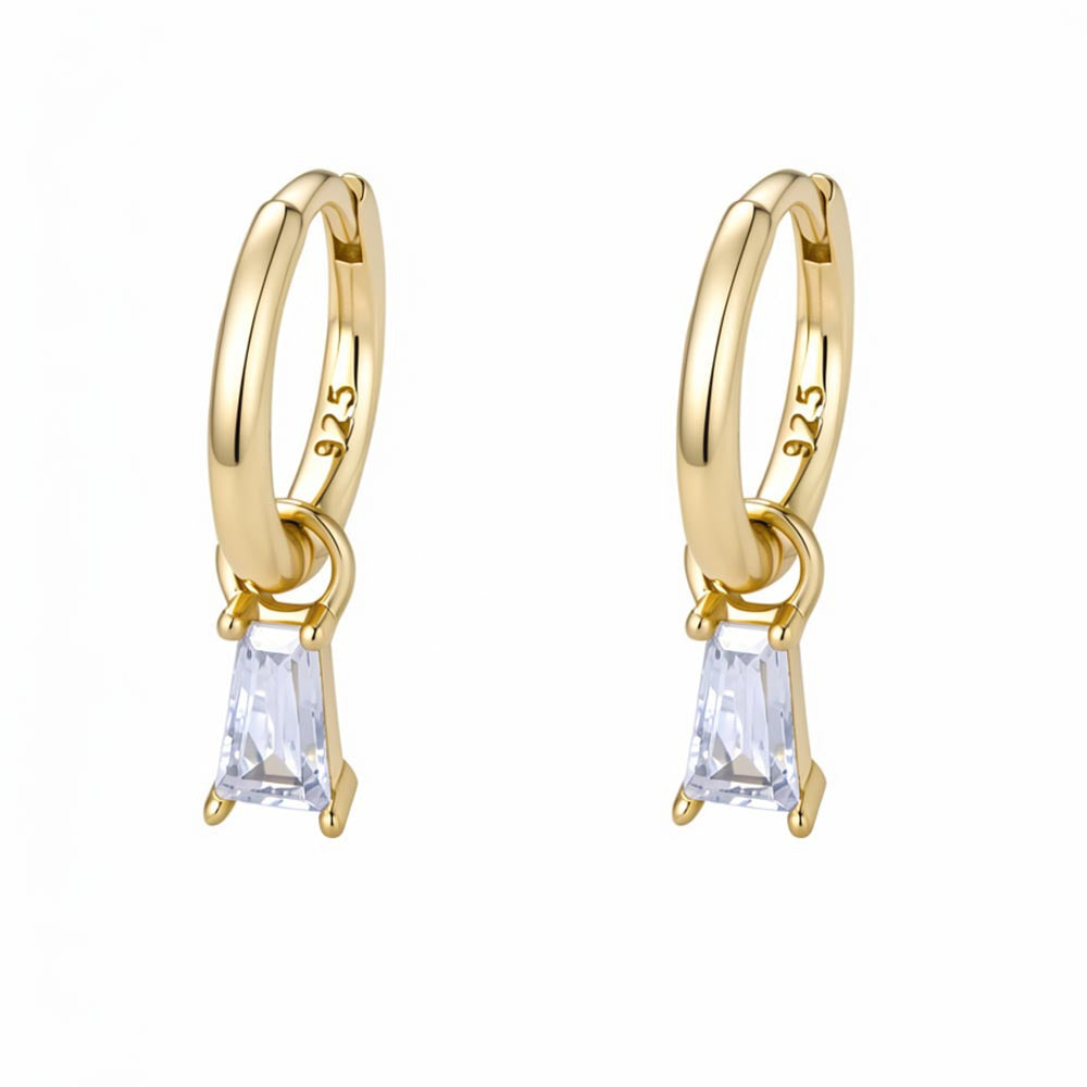 Geometric Square Zircon Earrings, S925 Sterling Silver Style Small And Exquisite Zircon Earrings.