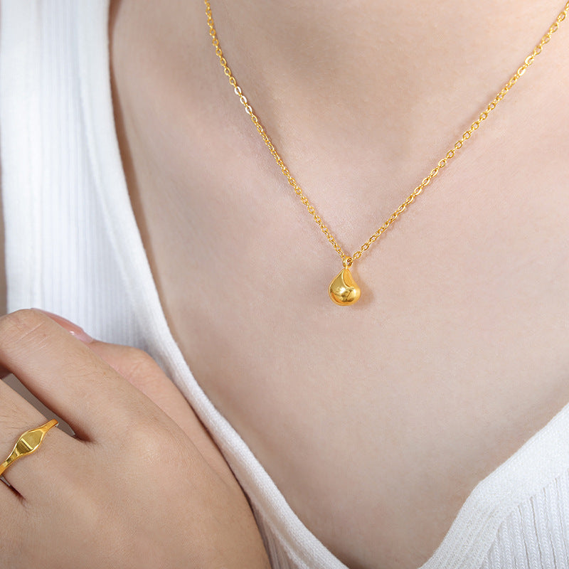 Chic Geometric Design Titanium Necklace with Gold Plating