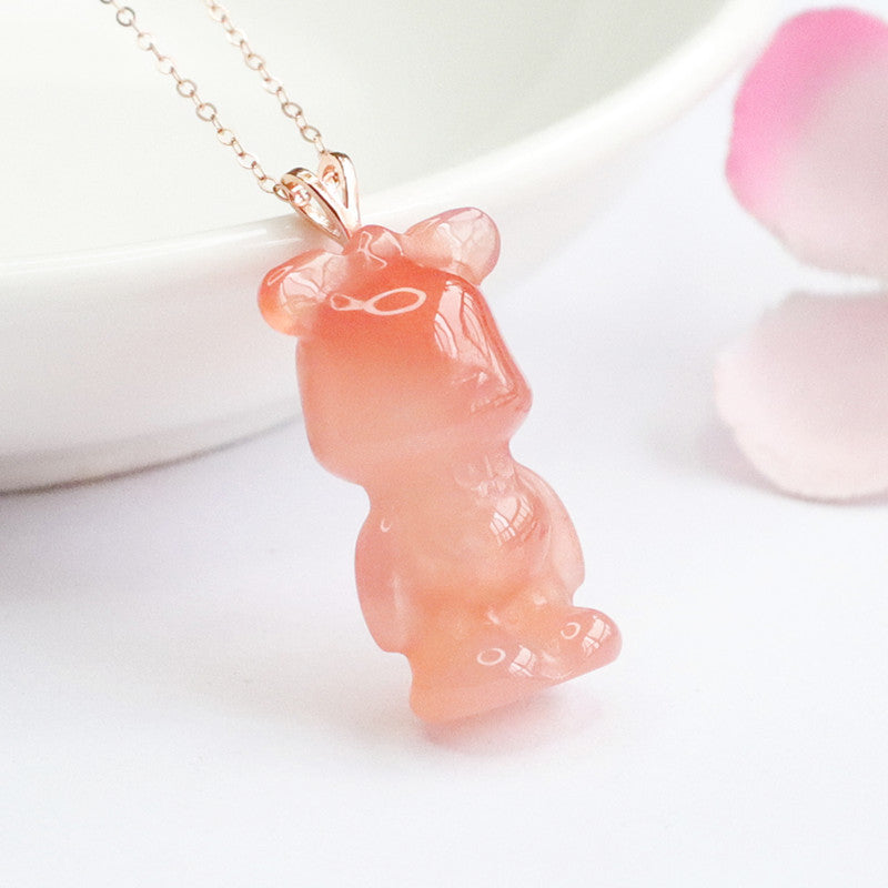 Yanyuan Agate Bear 925 Silver Pendant — No Chain