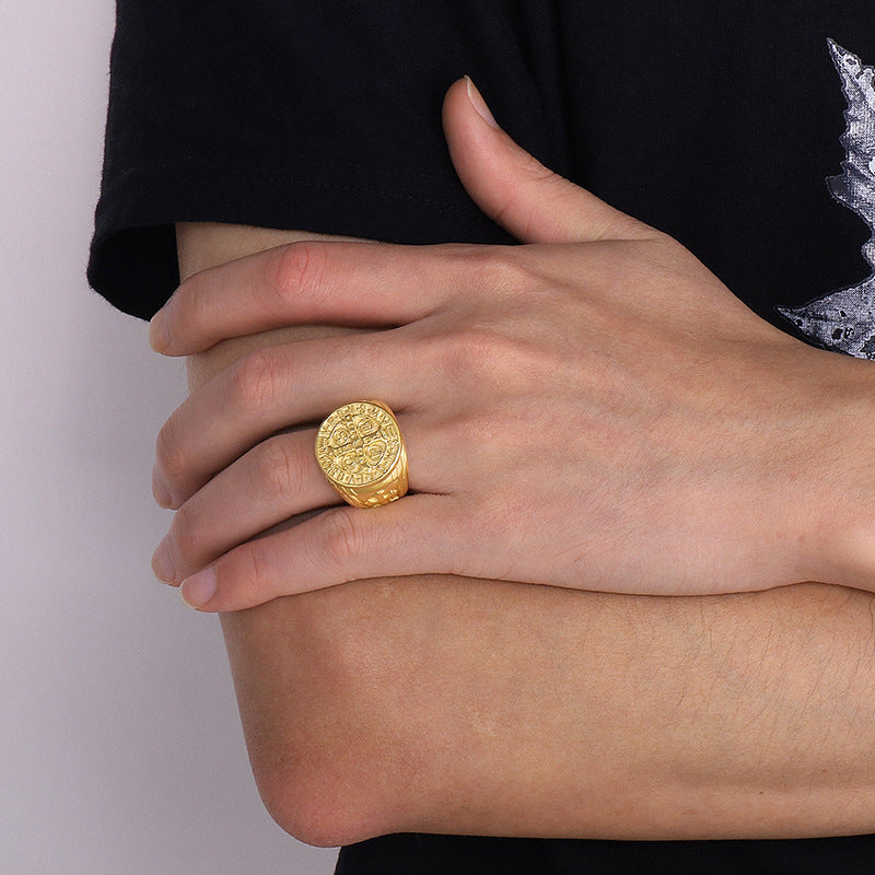 Planderful Viking Rune Ring Titanium Steel For Men Jewelry