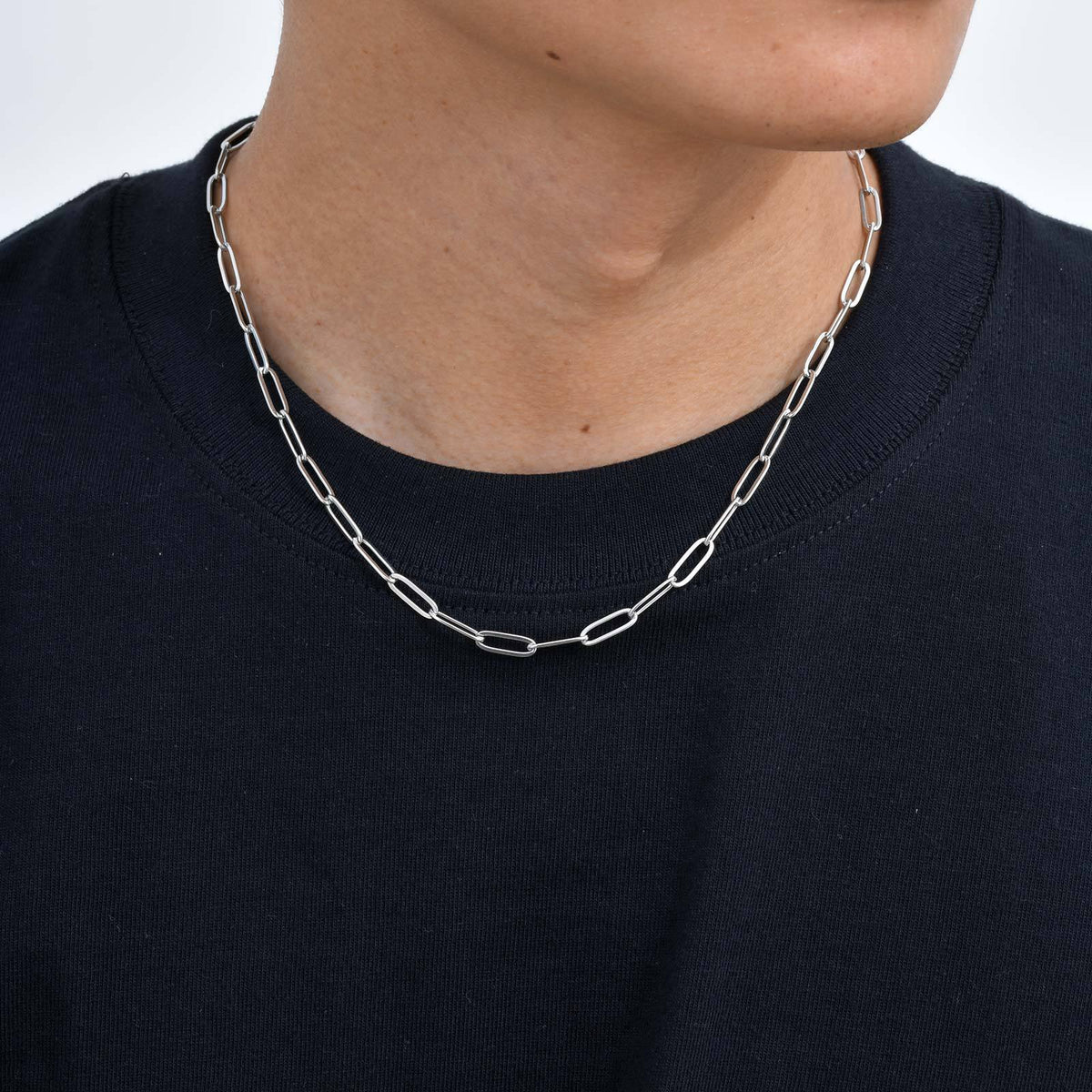 Thick Chain Stainless Steel Rectangular Chain Necklace Collarbone Chain Sweater Chain Men