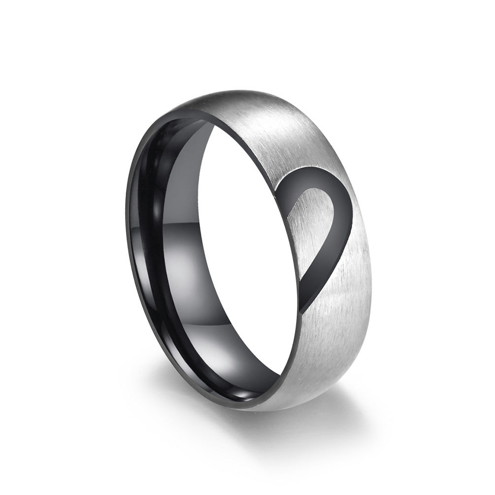 Zircon Heart-Shaped Stainless Steel Couple Ring – Marriage Proposal Engagement Love Zircon