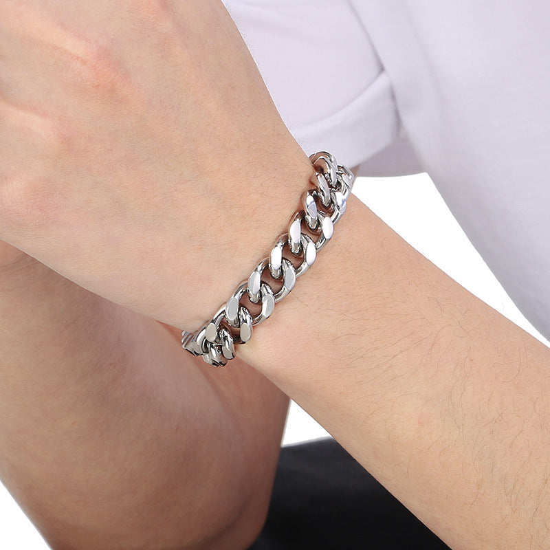 Planderful Everyday Genie Mens Stainless Cuban Bracelet