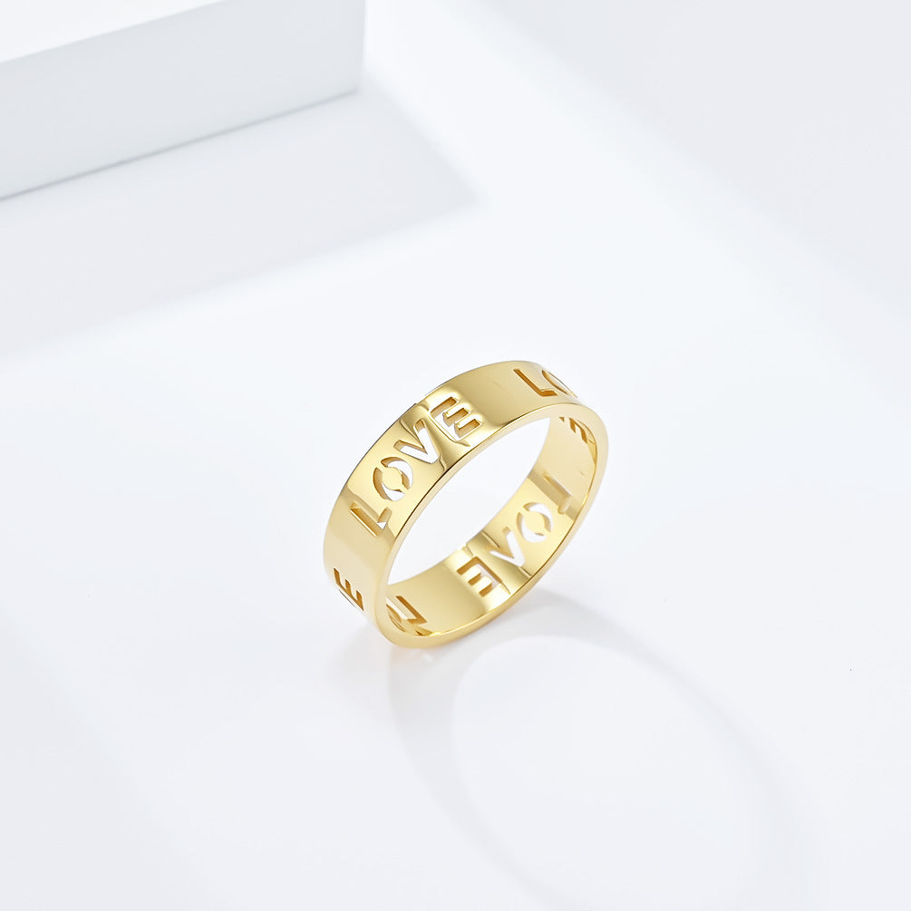 6Mm Wide Cross-Border Simple LOVE Titanium Steel Ring