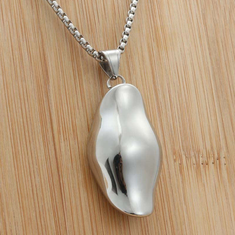 Punk Style Glossy Titanium Steel Ingot Pendant Necklace for Men - Retro Trendy Design by Planderful