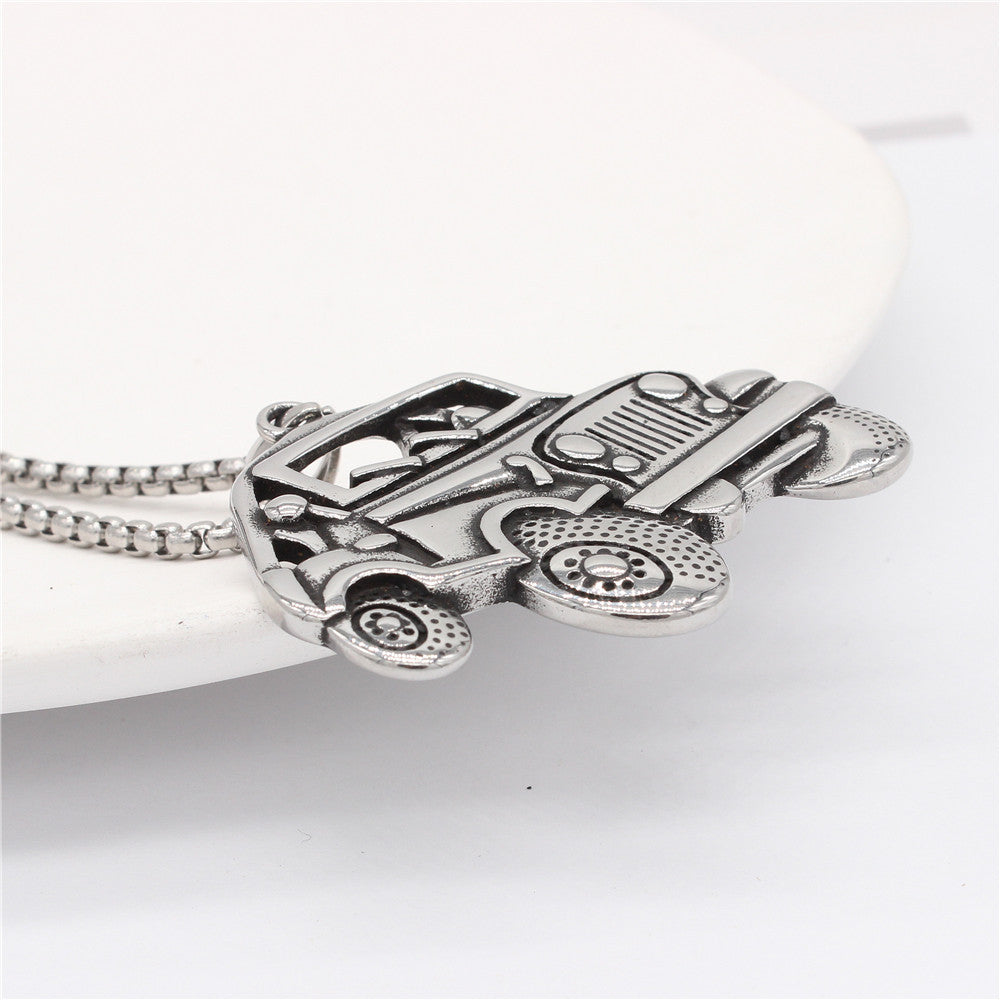 Planderful Titanium Steel Pendant Unisex Retro Off Road Vehicle Personalized Jewelry For Men And Women