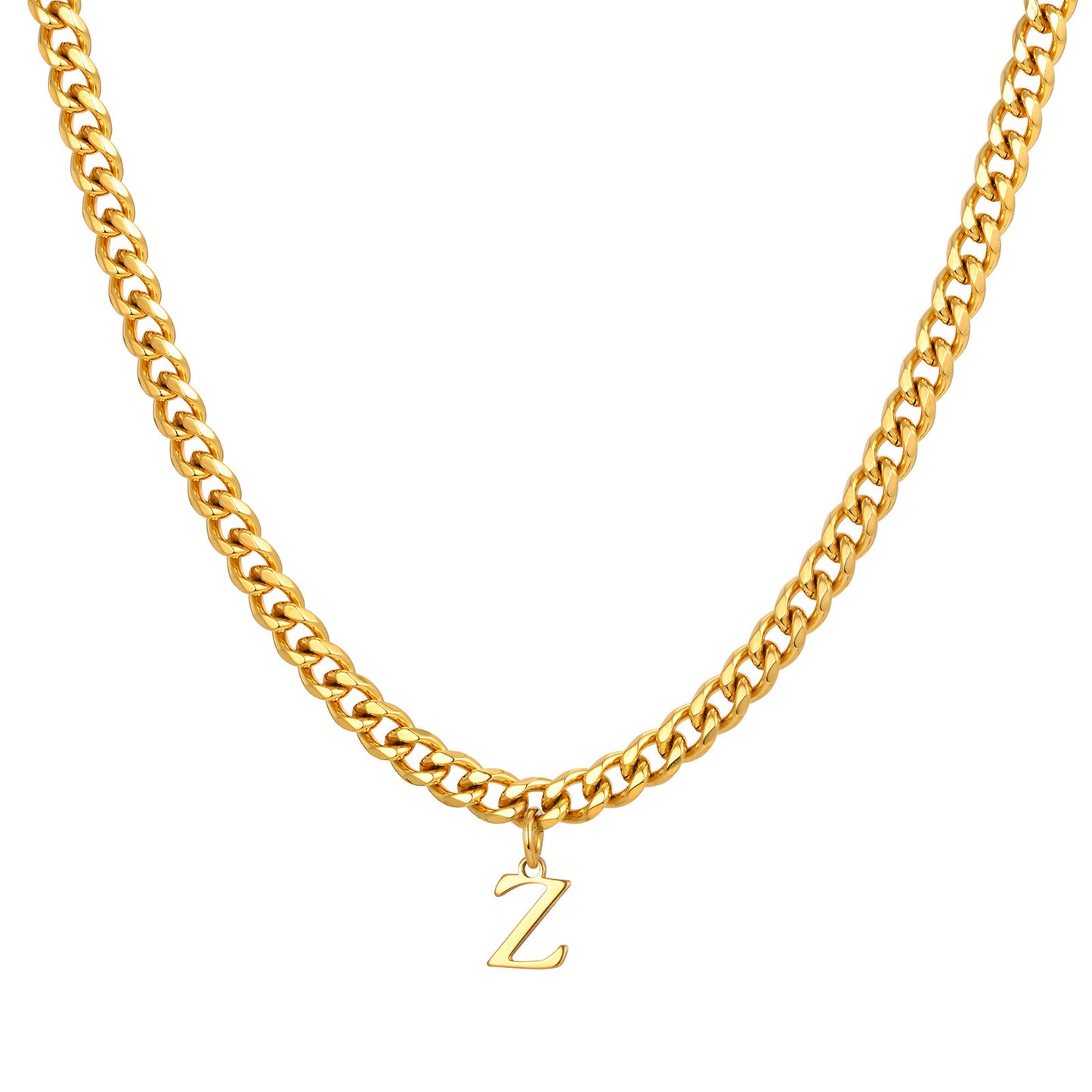 Planderful Mens Stainless Steel Letter Necklace Gold For Men