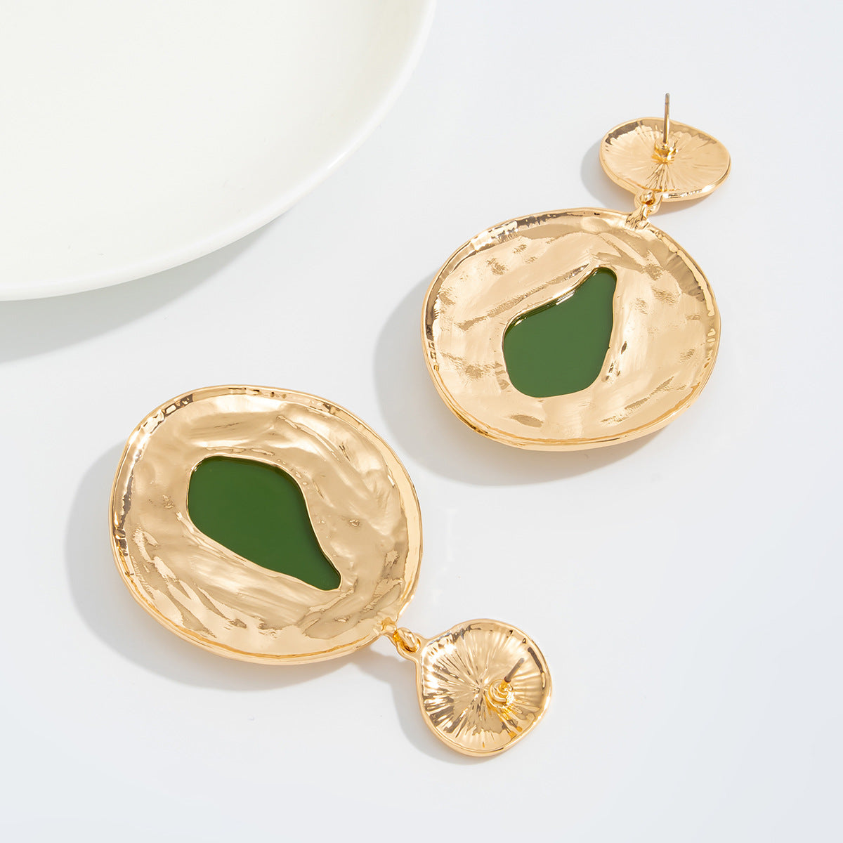Planderful Gem Pendant Earrings Hong Kong Style Irregular Water Drop Retro Statement Jewelry For Fashionable Women