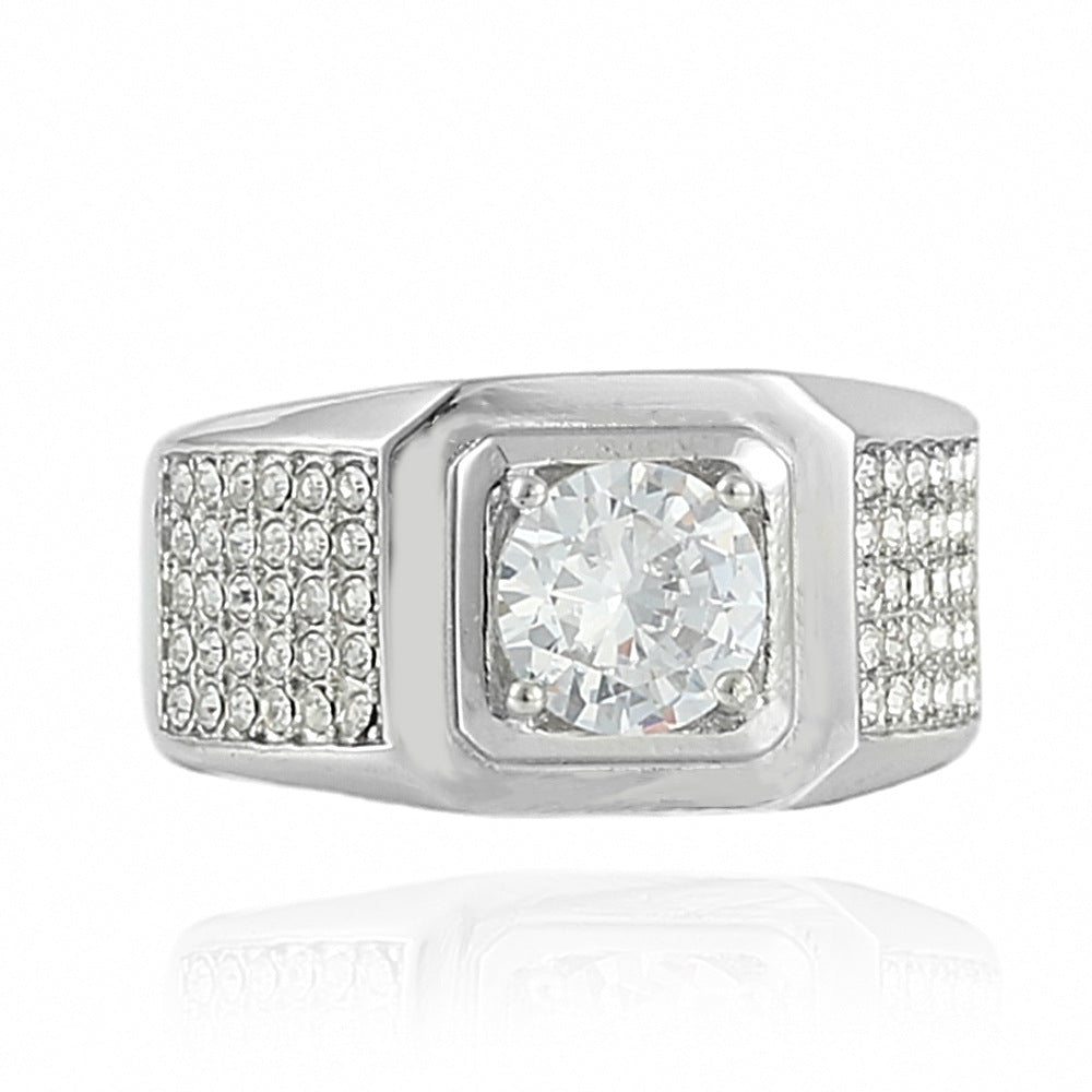 Trendy Multicolor Stone Titanium Steel Ring for Personalized Fashion - Unisex Design for Men and Women