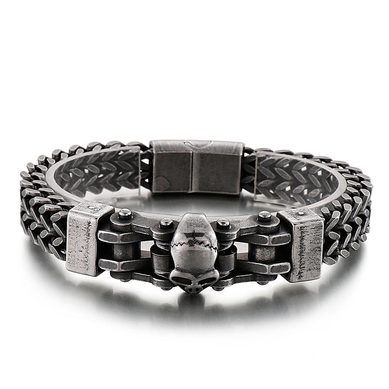 Skull Men's Titanium Steel Bracelet with Hip-Hop Flair