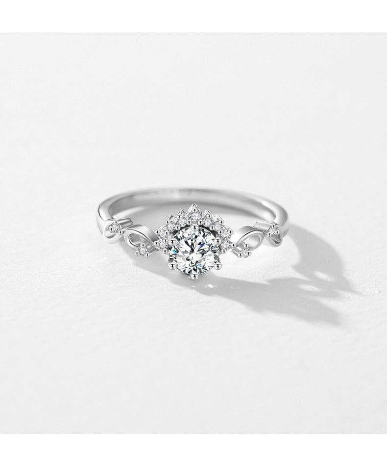 Elegant Sterling Silver Zircon Wedding Ring for Women