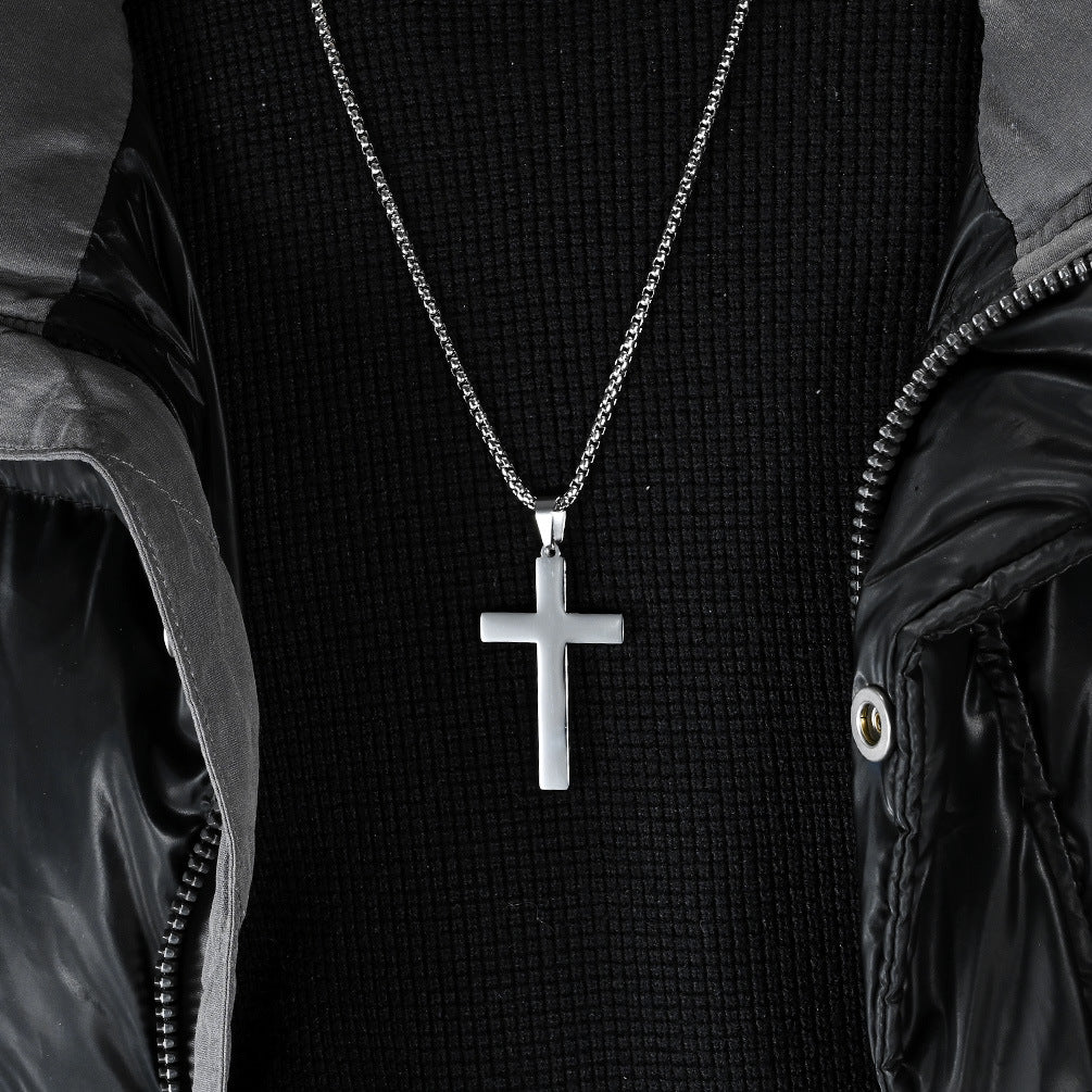 Jewelry Factory Handmade Mirror Polished Cross Necklace for Men