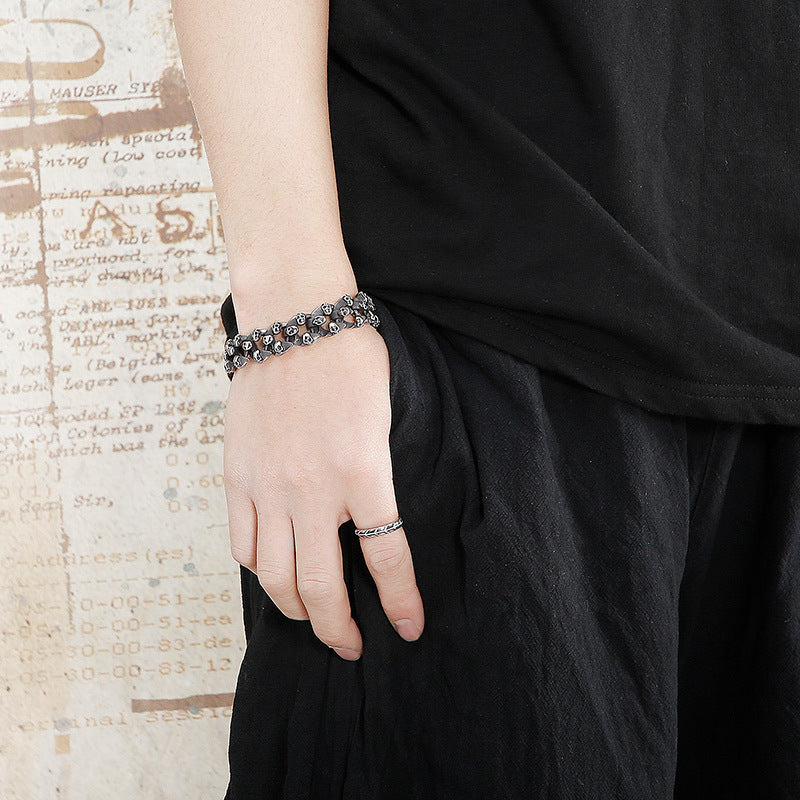 Antique Men's Titanium Steel Skull Bracelet