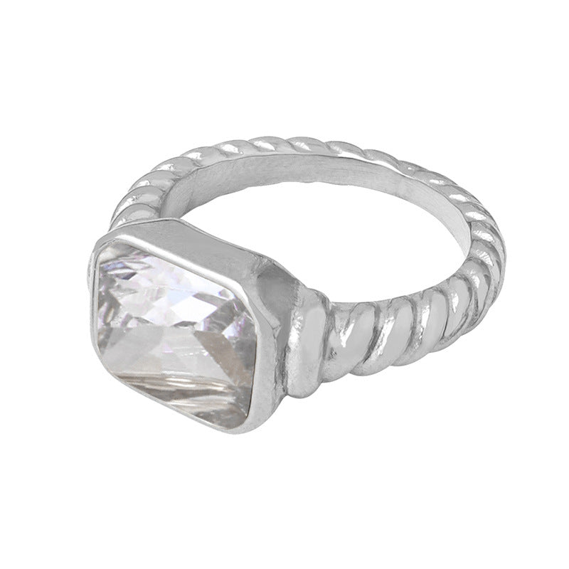 Unique Geometric Inlay Design Titanium Steel Ring for Women