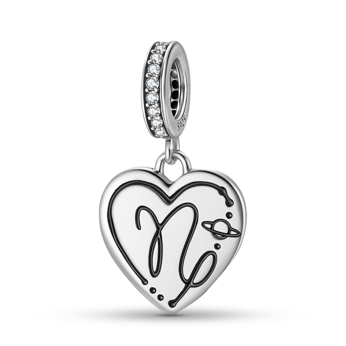 Planderful Jewelry Sterling Silver Heart Shape Zodiac Pendant With Zircon Necklace