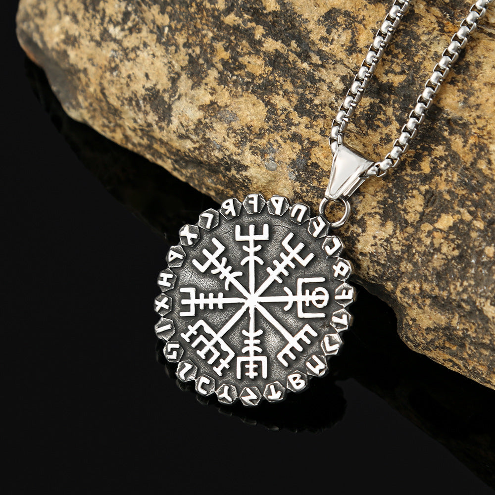 Planderful Viking Compass Rune Pendant Necklace for Men