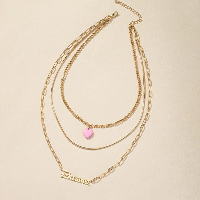 Dreamy Pink Love Layered Necklace - Summer Jewelry Piece