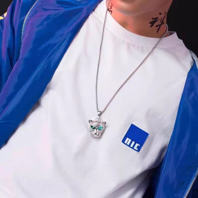 Planderful Jewelry Leopard Pendant Steel Necklace For Hip Hop Style Trendsetter For Everyday Wear And Street Fashion