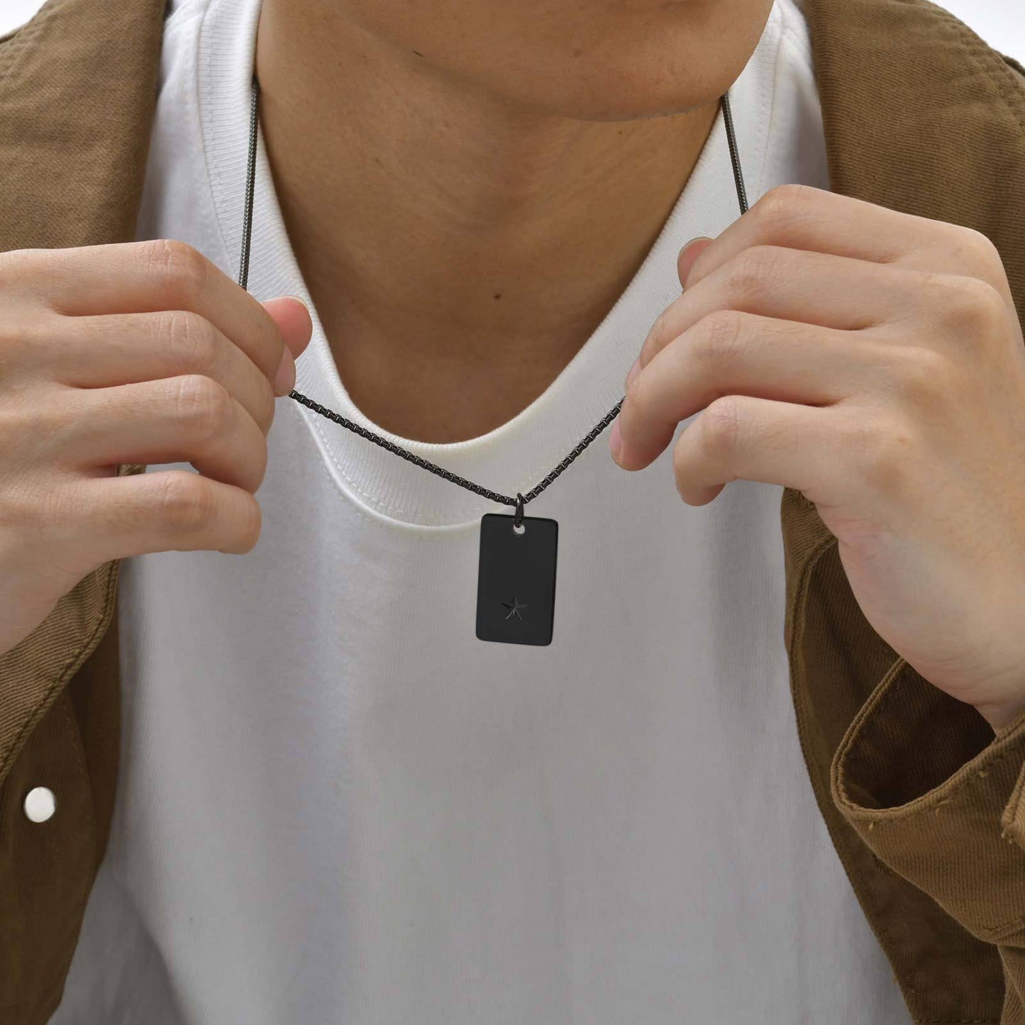 Planderful Mens Hip Hop Pentagram Stainless Dog Tag Pendant