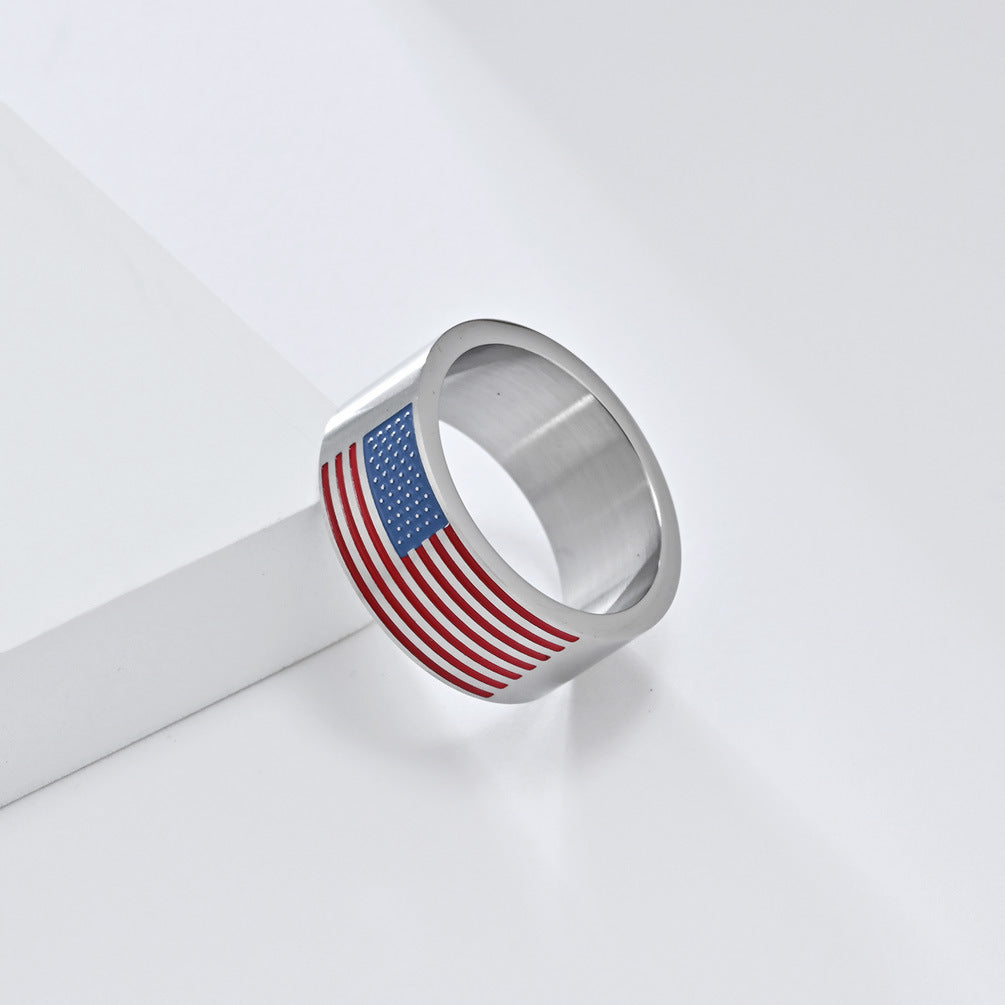 Cross-Border Hot-Selling National Flag Titanium Steel Ring